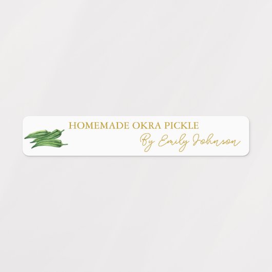 Zelfgemaakte Okra Pickle Thin Label (Design 2)