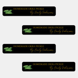 Zelfgemaakte Okra Pickle Thin Label