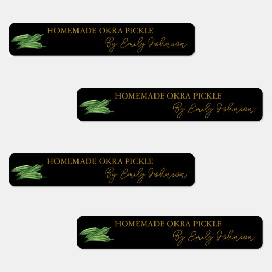 Zelfgemaakte Okra Pickle Thin Label (Groep)