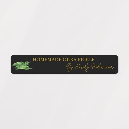 Zelfgemaakte Okra Pickle Thin Label (Design 1)