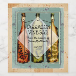 Zelfgemaakte olijfolie azijn home conserven label wijn etiket