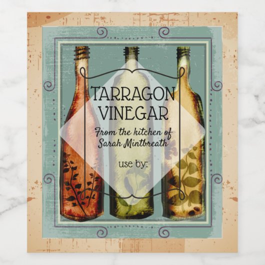 Zelfgemaakte olijfolie azijn home conserven label wijn etiket (Enkel label)