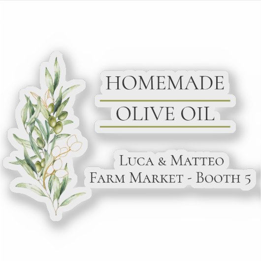 Zelfgemaakte Olijfolie Clear Product Label (Voorkant)