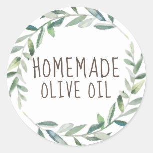zelfgemaakte olijfolie ronde sticker