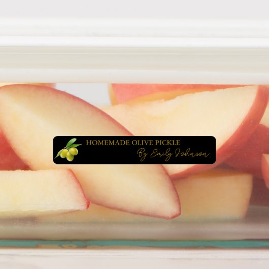 Zelfgemaakte Olive Pickle Thin Label (Aangebracht)