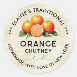 Zelfgemaakte Oranje chutney  stijl label