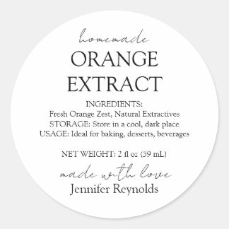 Zelfgemaakte Oranje Extract Bottle Instructies Ronde Sticker