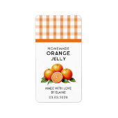 Zelfgemaakte oranje gelei met geruit patroon etiket (Voorkant)