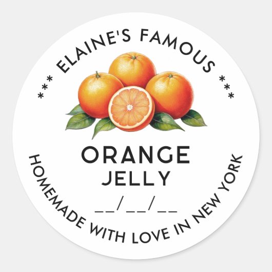Zelfgemaakte Oranje jelly conserves label (Voorkant)