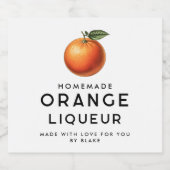 Zelfgemaakte oranje likeur met sinaasappel likeurfles etiket (Enkel label)