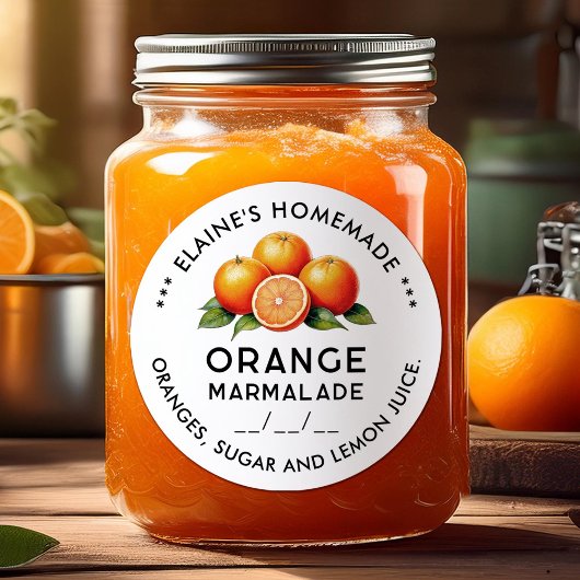Zelfgemaakte oranje marmalade inmaak sticker