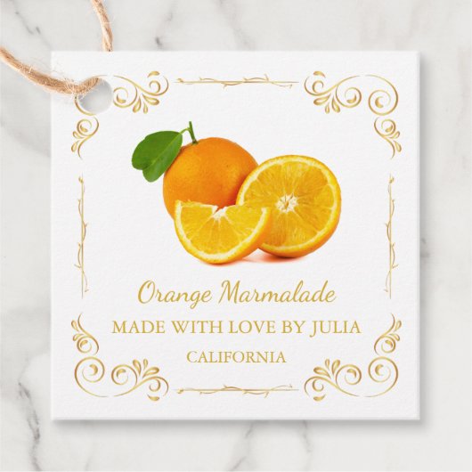 Zelfgemaakte Oranje Marmalade Square Hang Label (Voorkant)