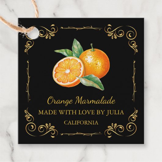 Zelfgemaakte Oranje Marmalade Square Hang Label (Voorkant)