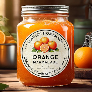 Zelfgemaakte Oranje marmelade  stijl label