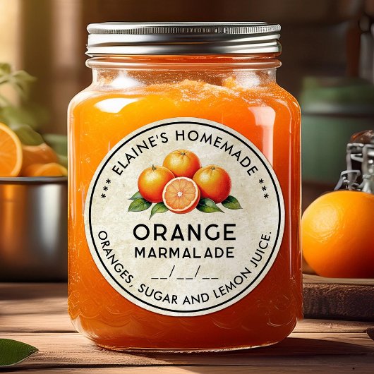 Zelfgemaakte Oranje marmelade stijl label