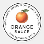 Zelfgemaakte Oranje saus behoudt conservenlabel Ronde Sticker (Voorkant)