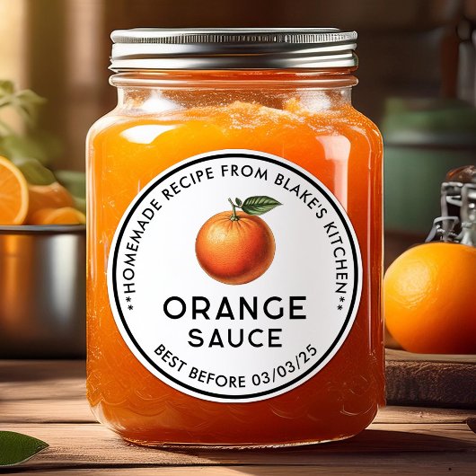 Zelfgemaakte Oranje saus behoudt conservenlabel Ronde Sticker