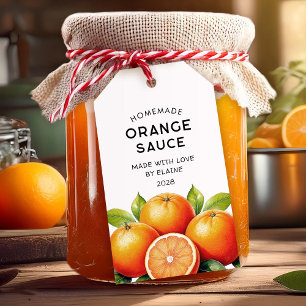 Zelfgemaakte oranje saus pantry label cadeaulabel