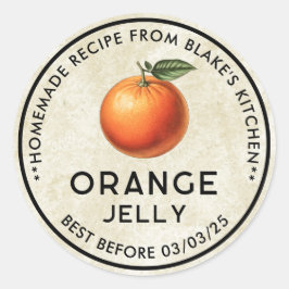 Zelfgemaakte oranjegelei in vintage stijl etikette ronde sticker