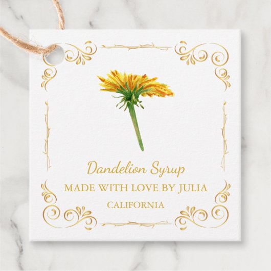 Zelfgemaakte Paardenbloem Syrup Square Hang Label (Voorkant)