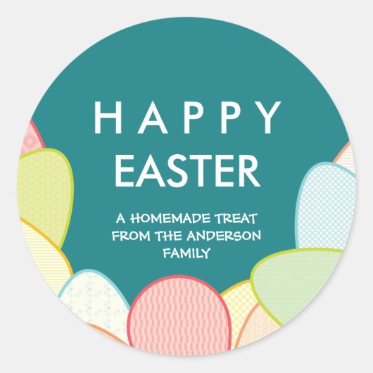 Zelfgemaakte paastraktaties | Pasteleieren Ronde Sticker (Voorkant)