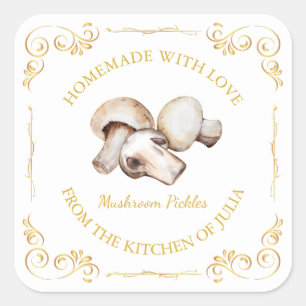 zelfgemaakte paddestoel Pickle Square Label