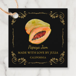 Zelfgemaakte Papaya Jam Square Hang Label