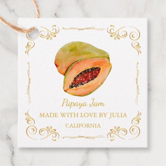  Zelfgemaakte Papaya Jam Square Hang Label (Voorkant)