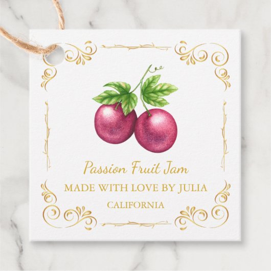 Zelfgemaakte Passion Fruit Jam Square Hang Label (Voorkant)