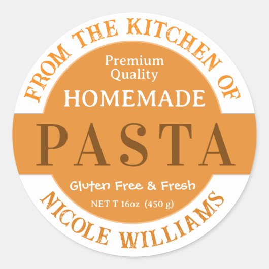 Zelfgemaakte Pasta Custom Label Sticker (Voorkant)