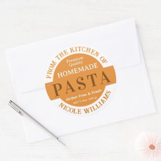 Zelfgemaakte Pasta Custom Label Sticker (Envelop)
