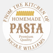 Zelfgemaakte pasta gepersonaliseerde label Sticker (Voorkant)