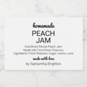Zelfgemaakte Peach Jam Custom Keuken Pantry Cannin Voedselcontainer Etiket (Enkel label)