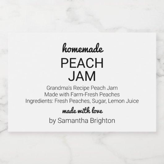 Zelfgemaakte Peach Jam Custom Keuken Pantry Cannin Voedselcontainer Etiket (Enkel label)