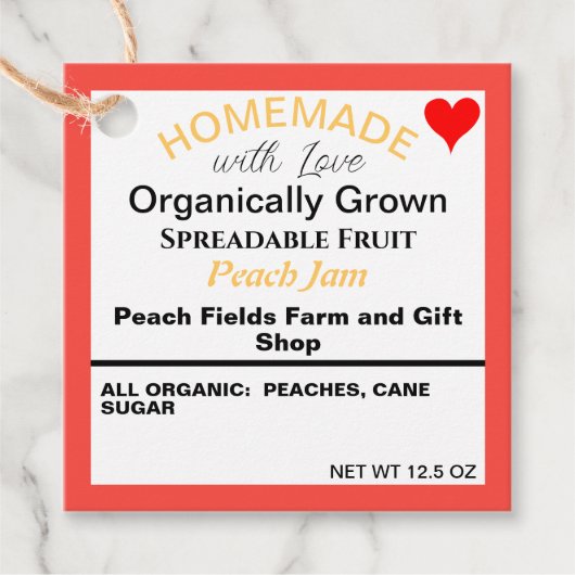 Zelfgemaakte Peach Jam QR-code Bedankjes Labels (Voorkant)