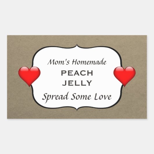 Zelfgemaakte Peach Jelly Jam Country Inblikken Lab Rechthoekige Sticker (Voorkant)