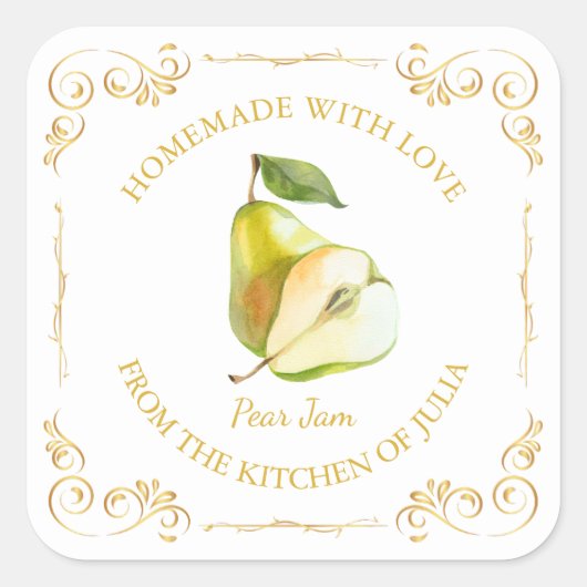 Zelfgemaakte Pear Jam Square Label (Voorkant)