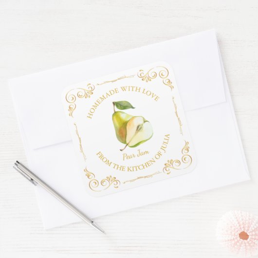 Zelfgemaakte Pear Jam Square Label (Envelop)