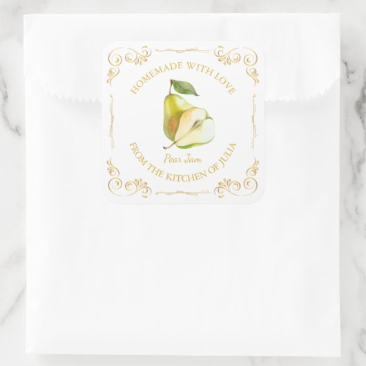 Zelfgemaakte Pear Jam Square Label (Tas)