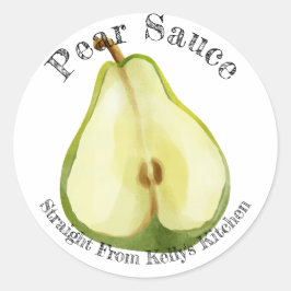 Zelfgemaakte Pearsaus Voedseletiket voor Inmaakbed Ronde Sticker