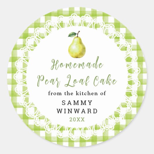 Zelfgemaakte Peercake Etiket (Voorkant)