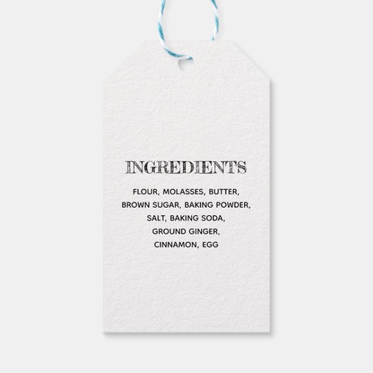Zelfgemaakte peperkoek ingrediënten cadeaulabel (Achterkant)
