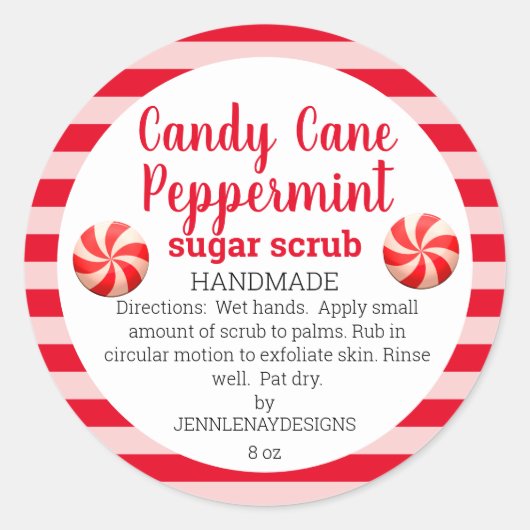 Zelfgemaakte pepermunt Mason Jar suiker scrub labe Ronde Sticker (Voorkant)