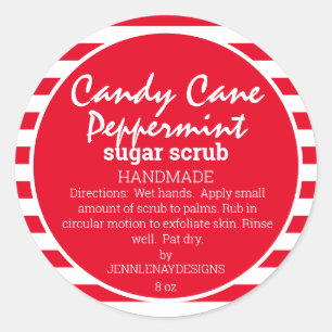 Zelfgemaakte pepermunt suiker scrub aangepaste lab ronde sticker
