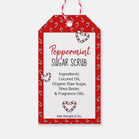 🍭 Zelfgemaakte pepermunt suiker scrub gemaakt met Cadeaulabel (Achterkant)