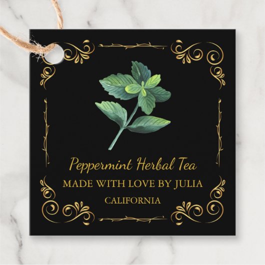  Zelfgemaakte Pepermunt Tea Square Hang Label (Voorkant)