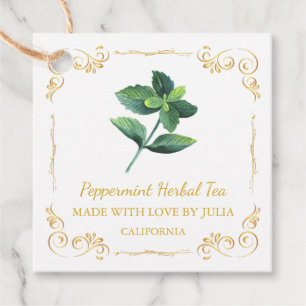 Zelfgemaakte Pepermunt Tea Square Hang Label