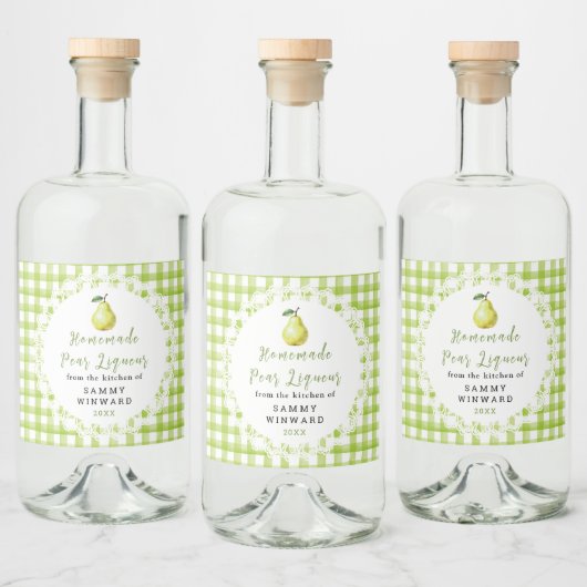 Zelfgemaakte Perenlikeur Fles Etiket (Flessen)