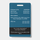 Zelfgemaakte personeelskaart blauw zwart wit badge (Achterkant)