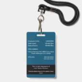 Zelfgemaakte personeelskaart blauw zwart wit badge (Achterkant met lanyard)